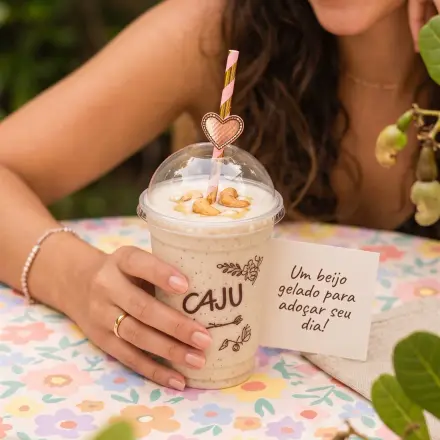 Copo de shake da Caju com bilhete