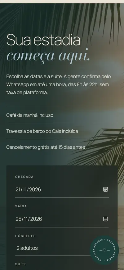 Reserva no celular