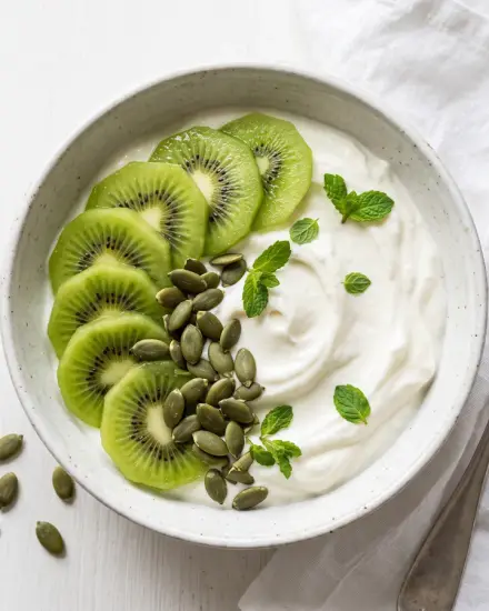 Iogurte com kiwi e sementes